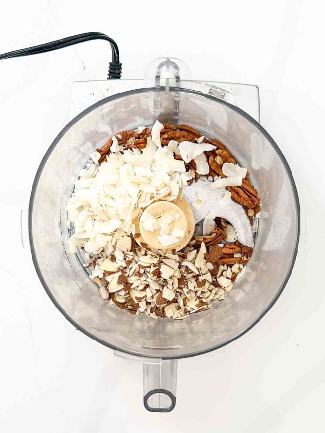recipe ingredients in a food processor
