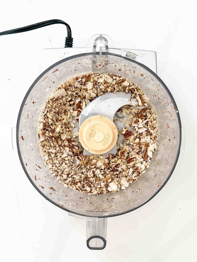 chopped nuts in a food processor