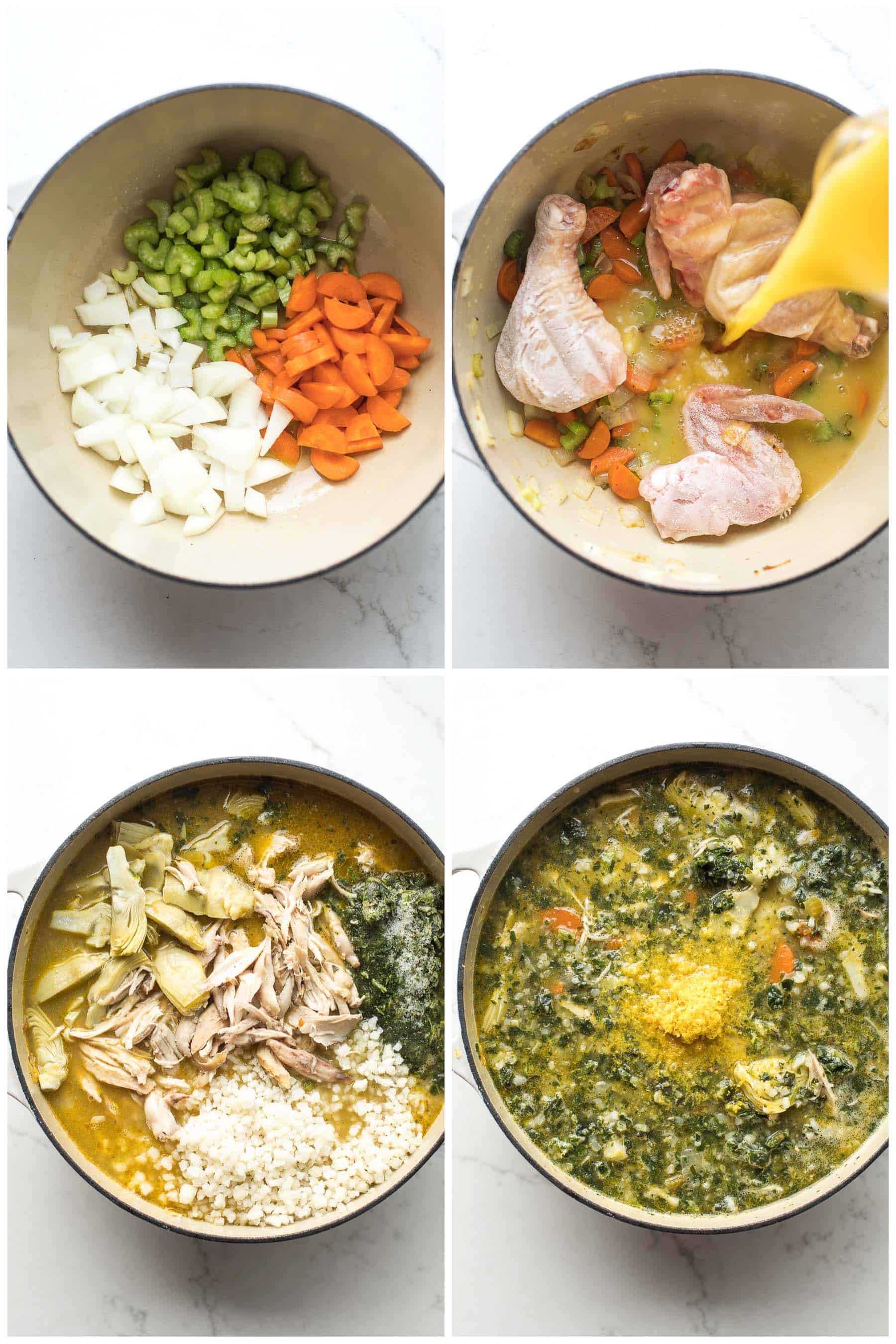 steps to making lemon artichoke chicken soup