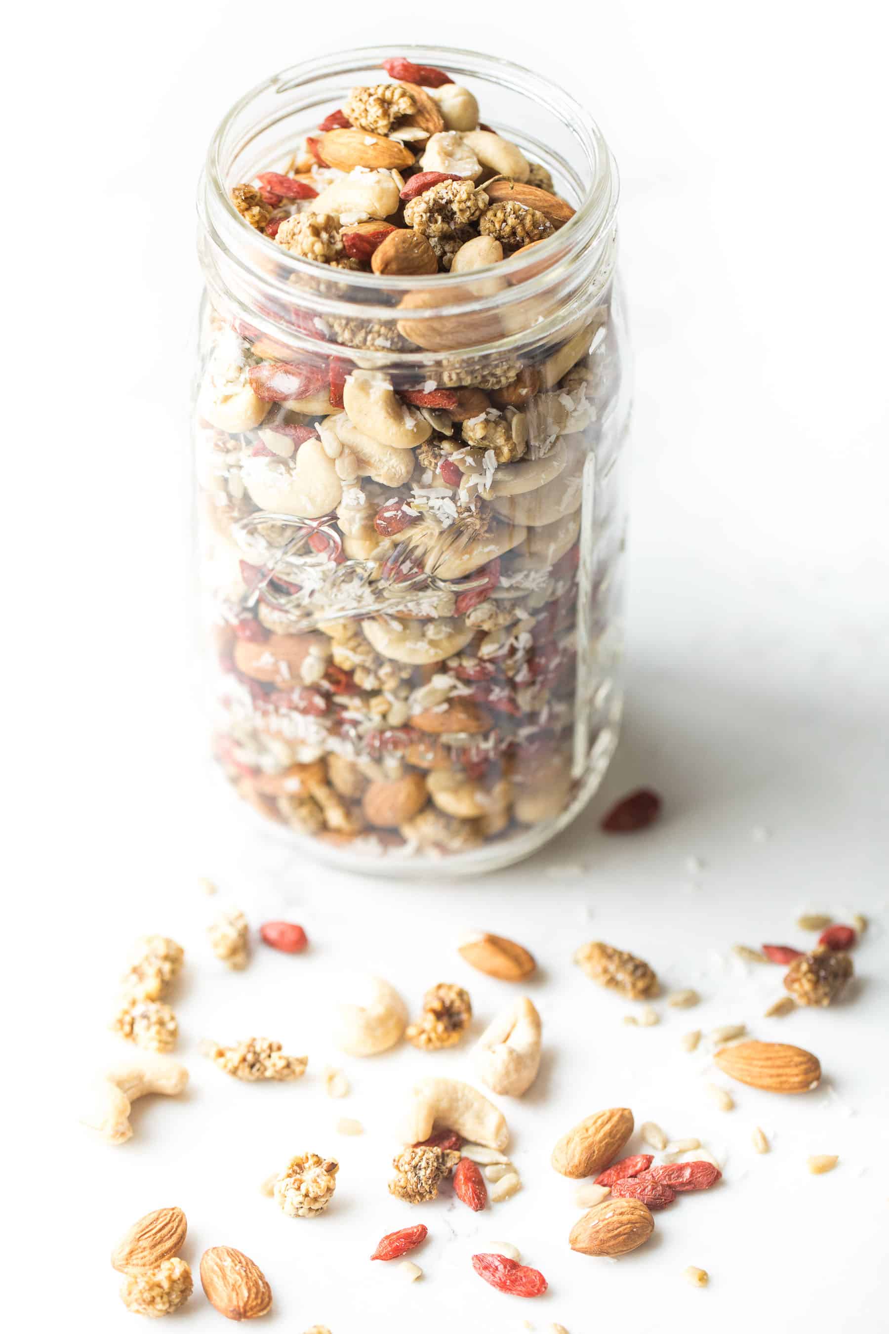 Nuts and berries in a mason jar