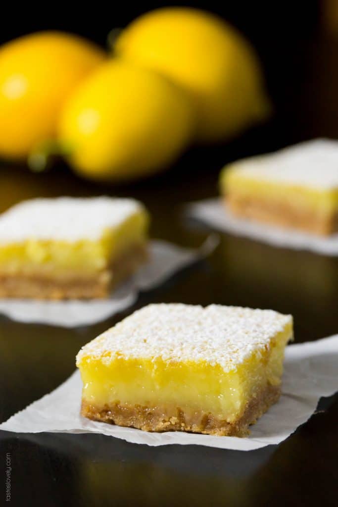 Coconut Oil Meyer Lemon Bars - a healthier dairy free lemon bar with a graham cracker crust