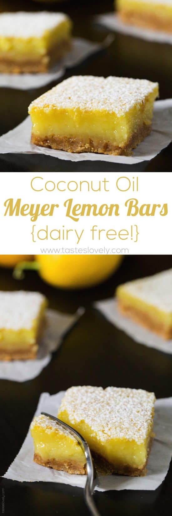 Coconut Oil Meyer Lemon Bars - a healthier and dairy free lemon bar!