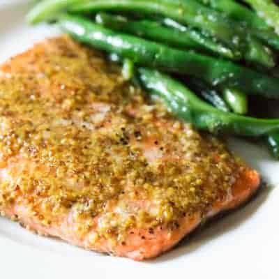 Healthy Maple Mustard Glazed Salmon | tasteslovely.com