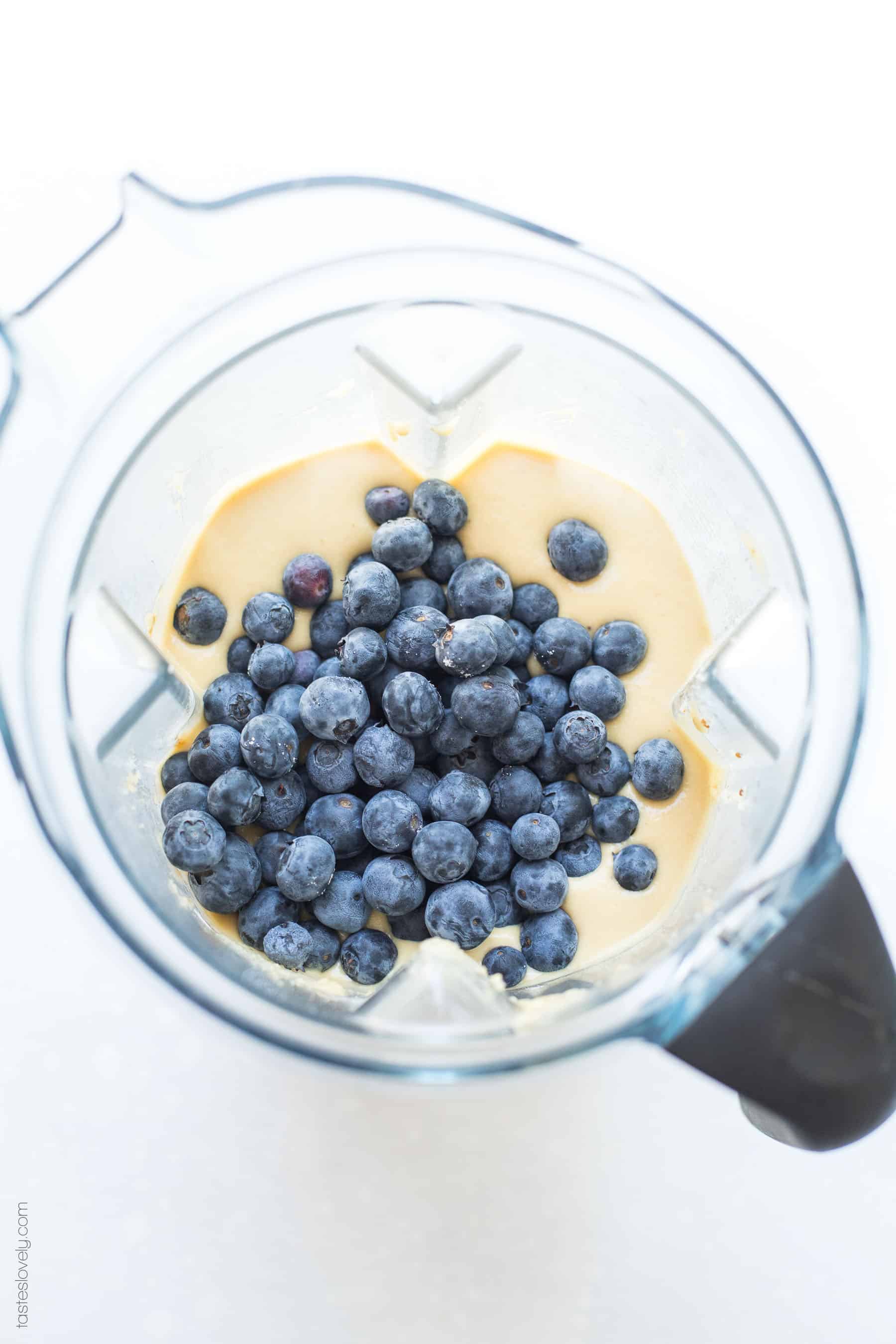 Paleo Blueberry Muffins - made with almond flour and sweetened with banana and coconut sugar. Gluten free, grain free, dairy free, refined sugar free.