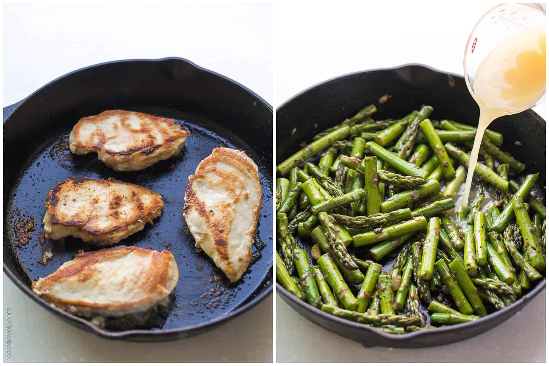 Paleo Lemon Honey Chicken & Asparagus Skillet Dinner Recipe (gluten free, grain free, dairy free, refined sugar free, clean eating)