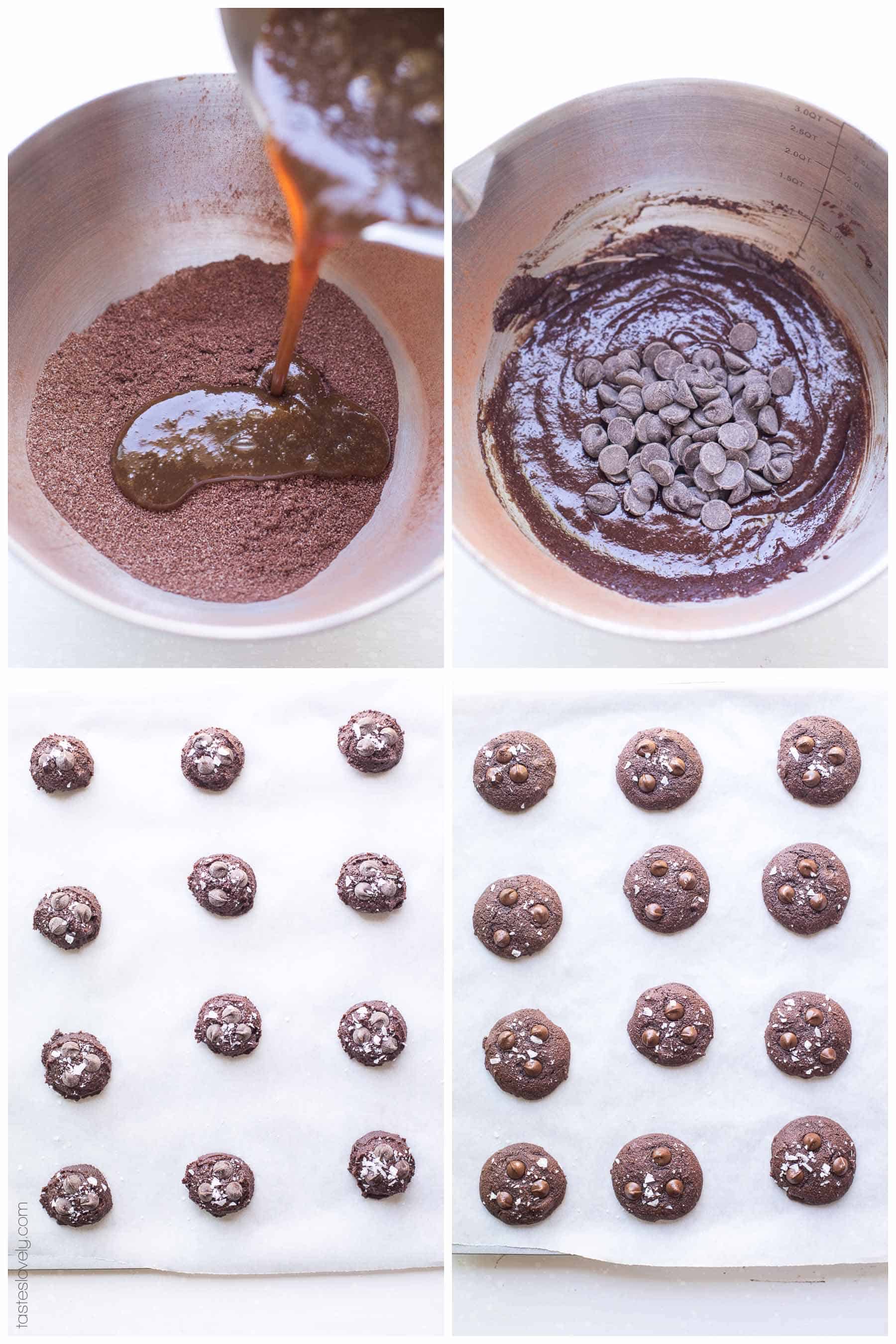 Paleo Salted Chocolate Brownie Cookies Recipe - made with almond flour and sweetened with coconut sugar! (gluten free, grain free, dairy free, refined sugar free, clean eating, keto