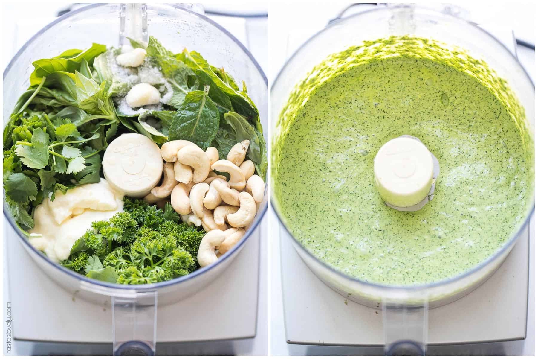 Paleo Herby Green Dressing - a light and refreshing dressing made with parsley, mint, basil and cilantro. Delicious on salads, meat and vegetables! Gluten free, dairy free, sugar free, clean eating.-1.CR2