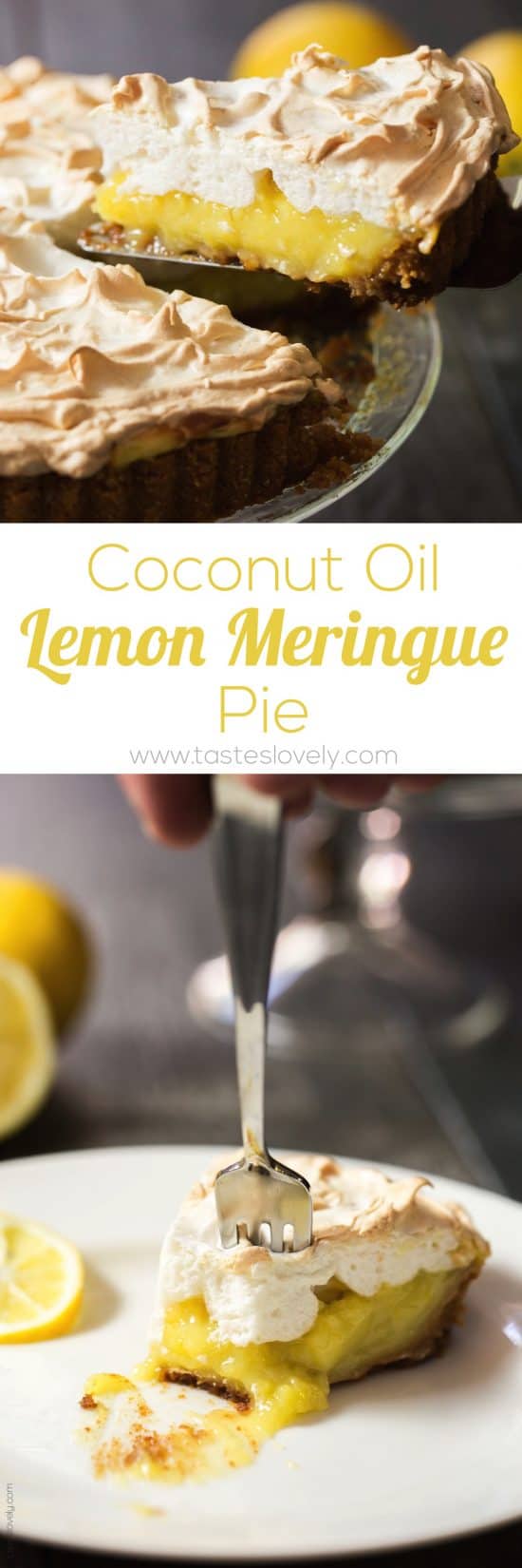 Coconut Oil Lemon Meringue Pie with a graham cracker crust (dairy free)