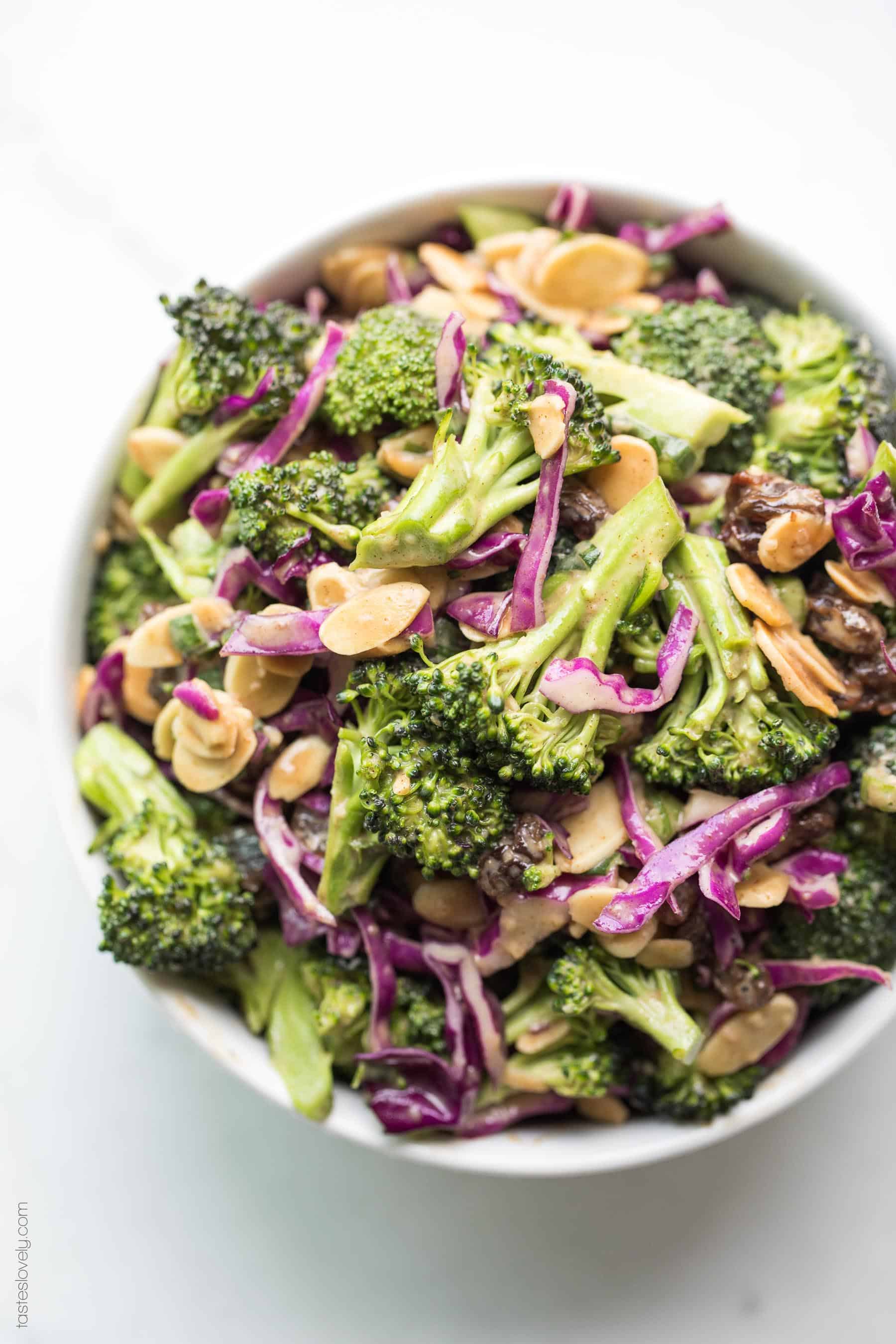 Paleo + Whole30 Broccoli Salad with Orange Almond Dressing #paleo #whole30 #glutenfree #grainfree #dairyfree #sugarfree #keto #cleaneating #realfood