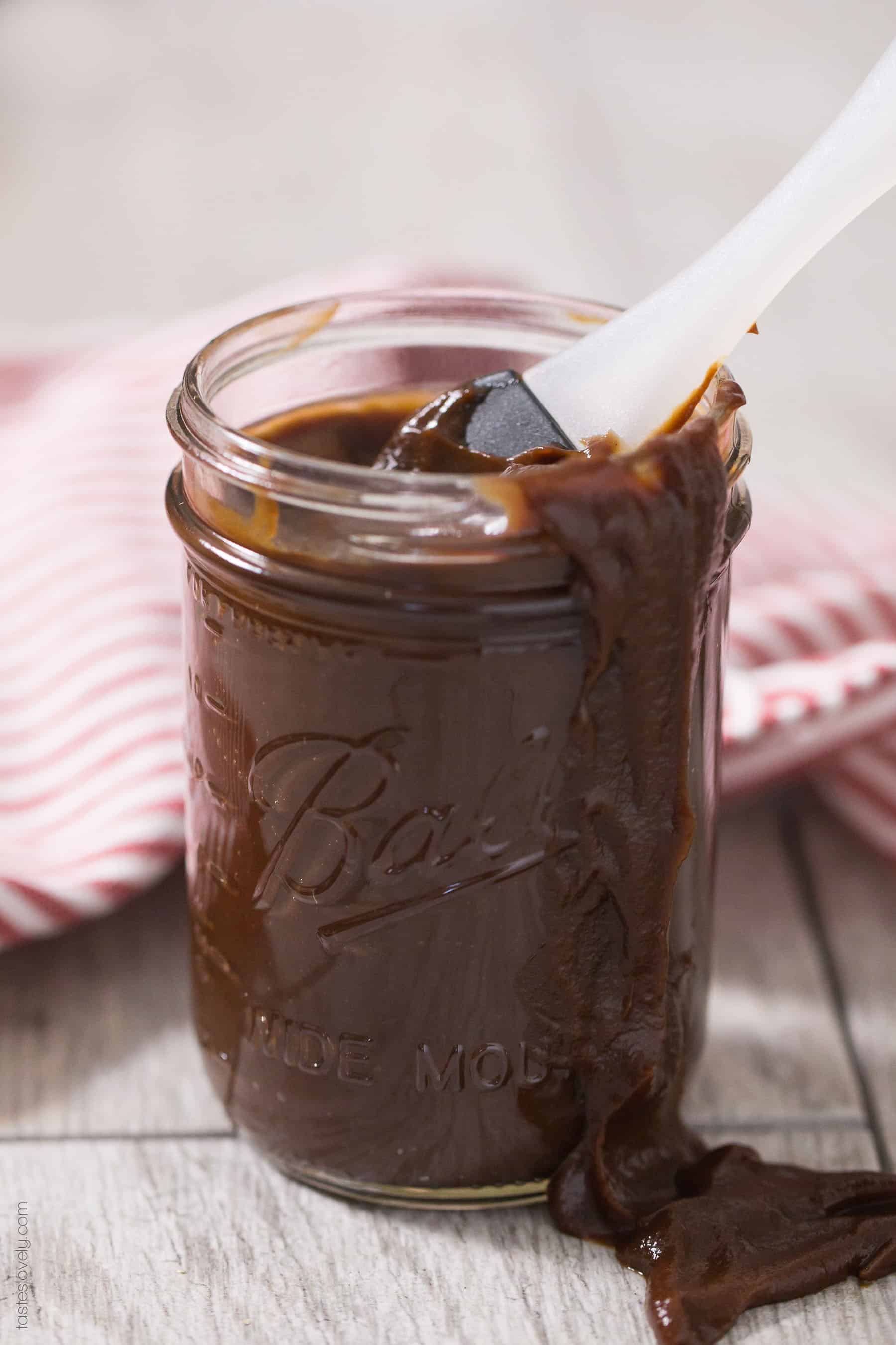 BBQ sauce in a mason jar
