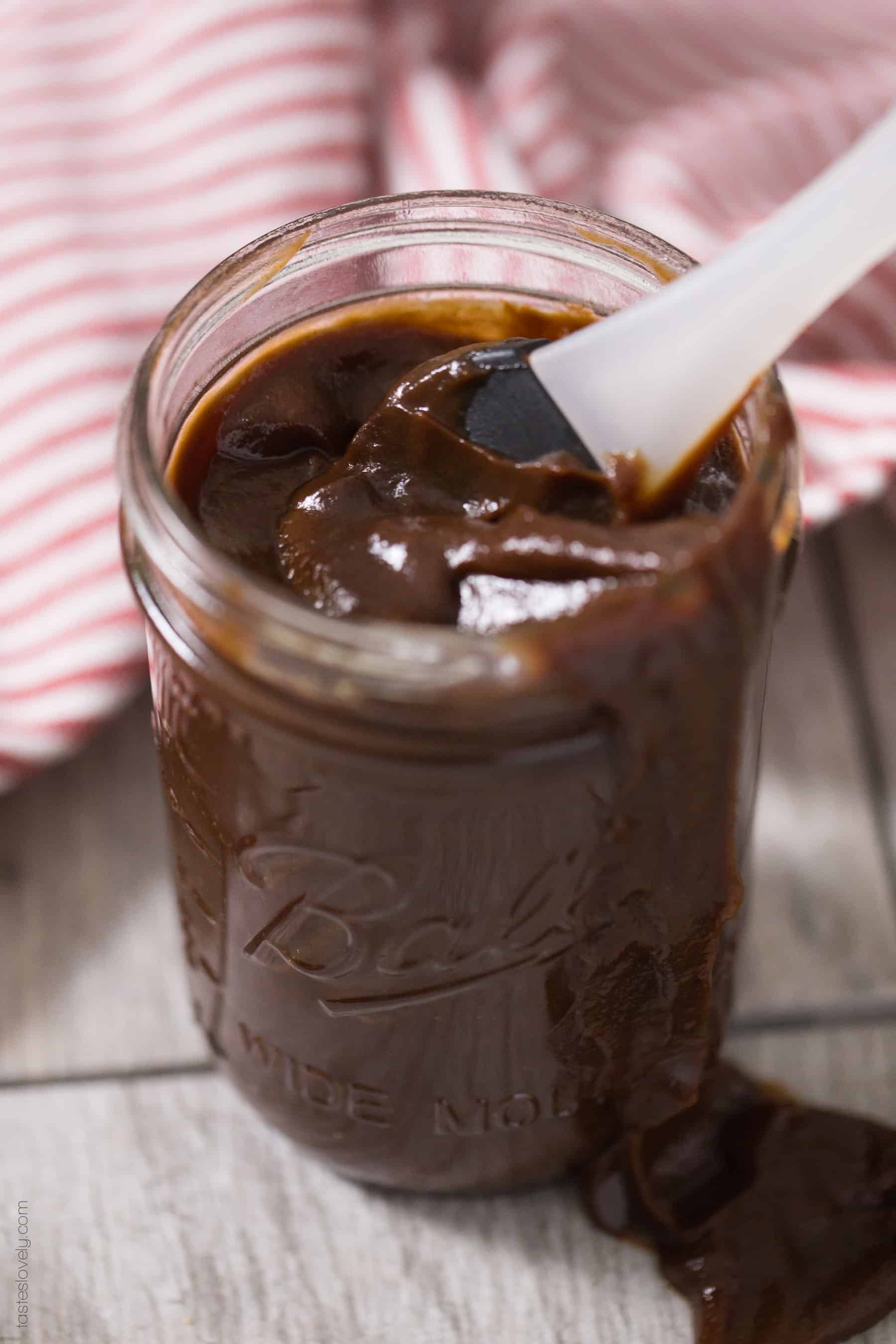 BBQ sauce in a mason jar