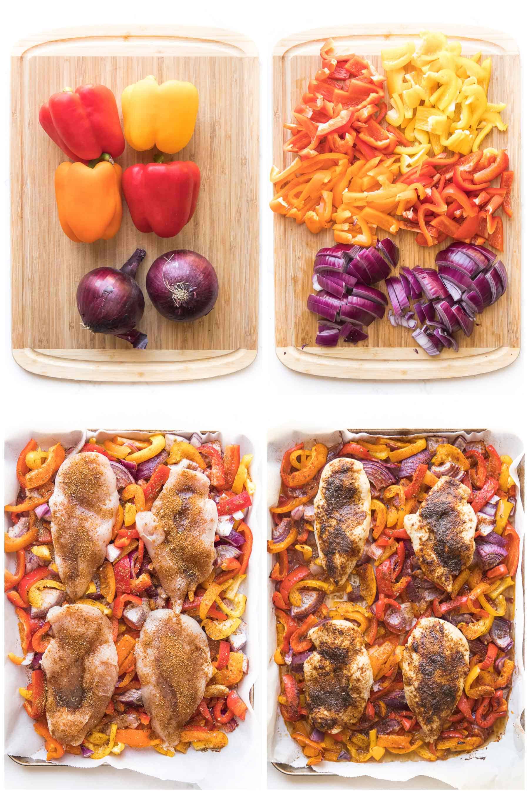 steps to making sheet pan chicken fajitas