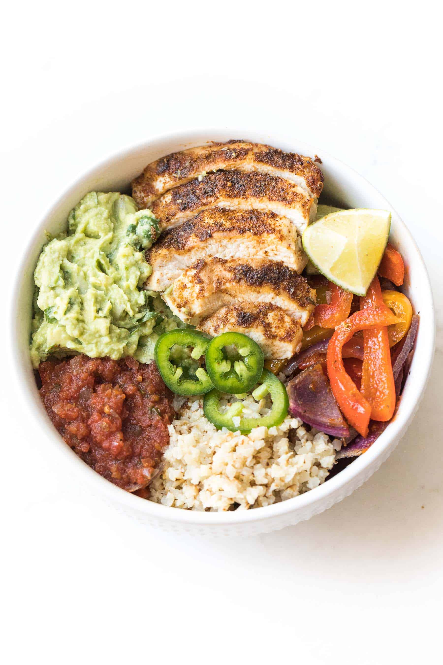 chicken fajita burrito taco bowl