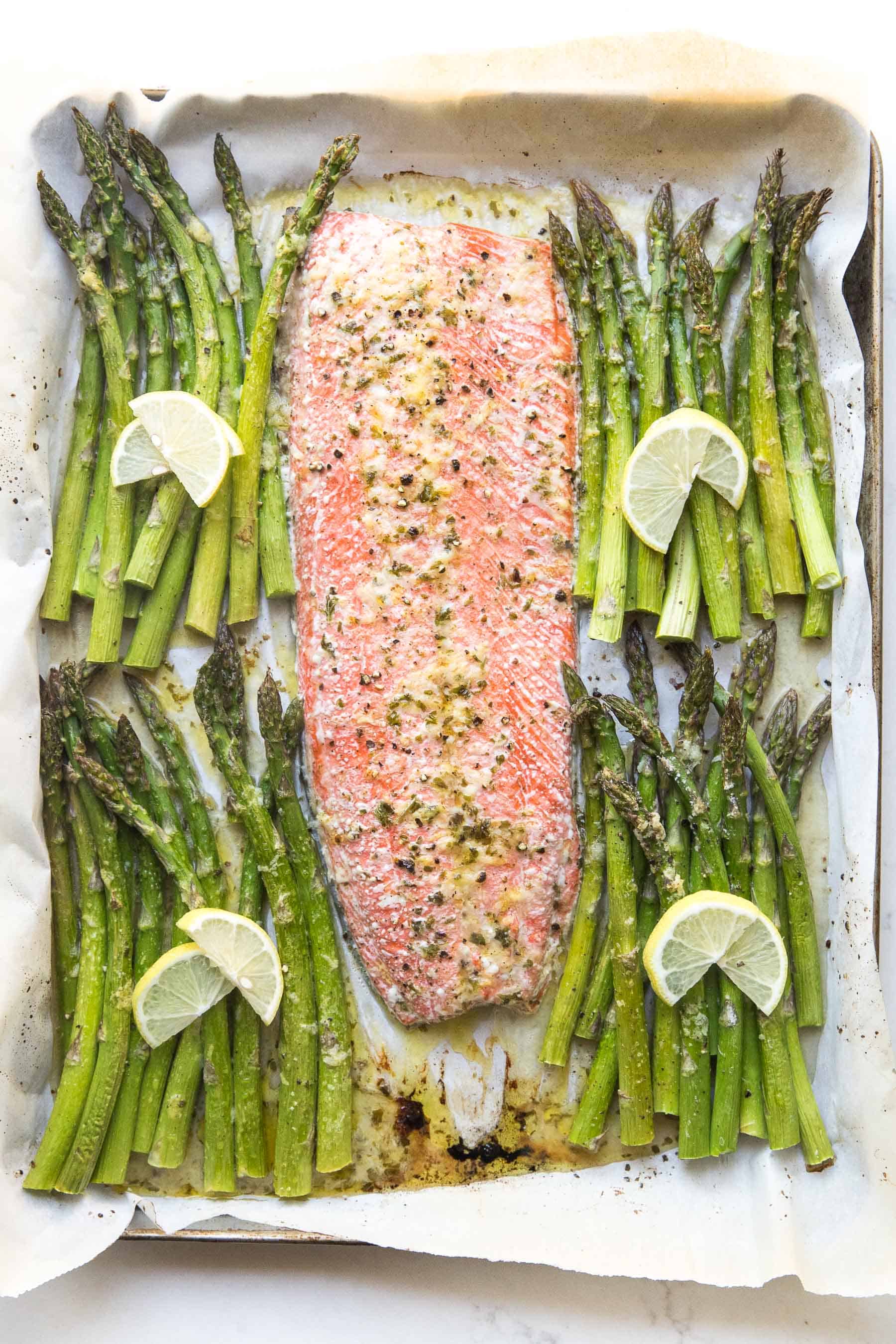 salmon and asparagus sheet pan dinner