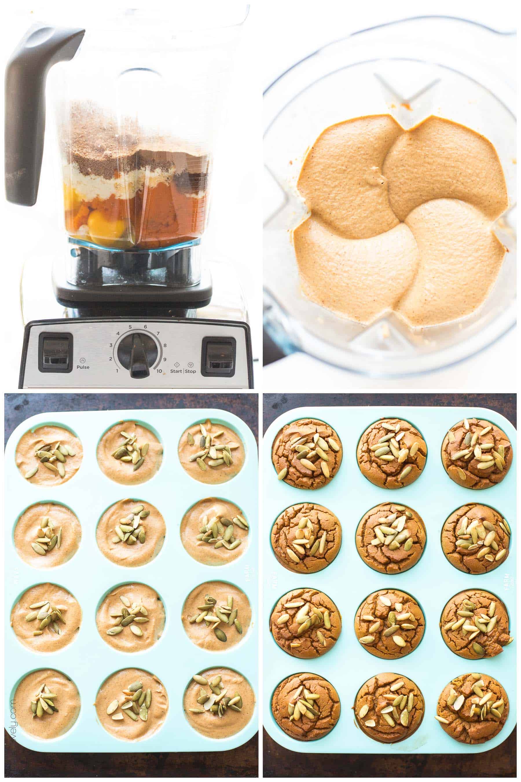 The steps to making paleo pumpkin muffins
