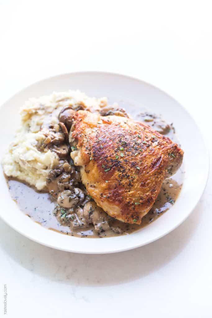 Whole30 + Keto Creamy Mushroom Chicken Thighs - Tastes Lovely