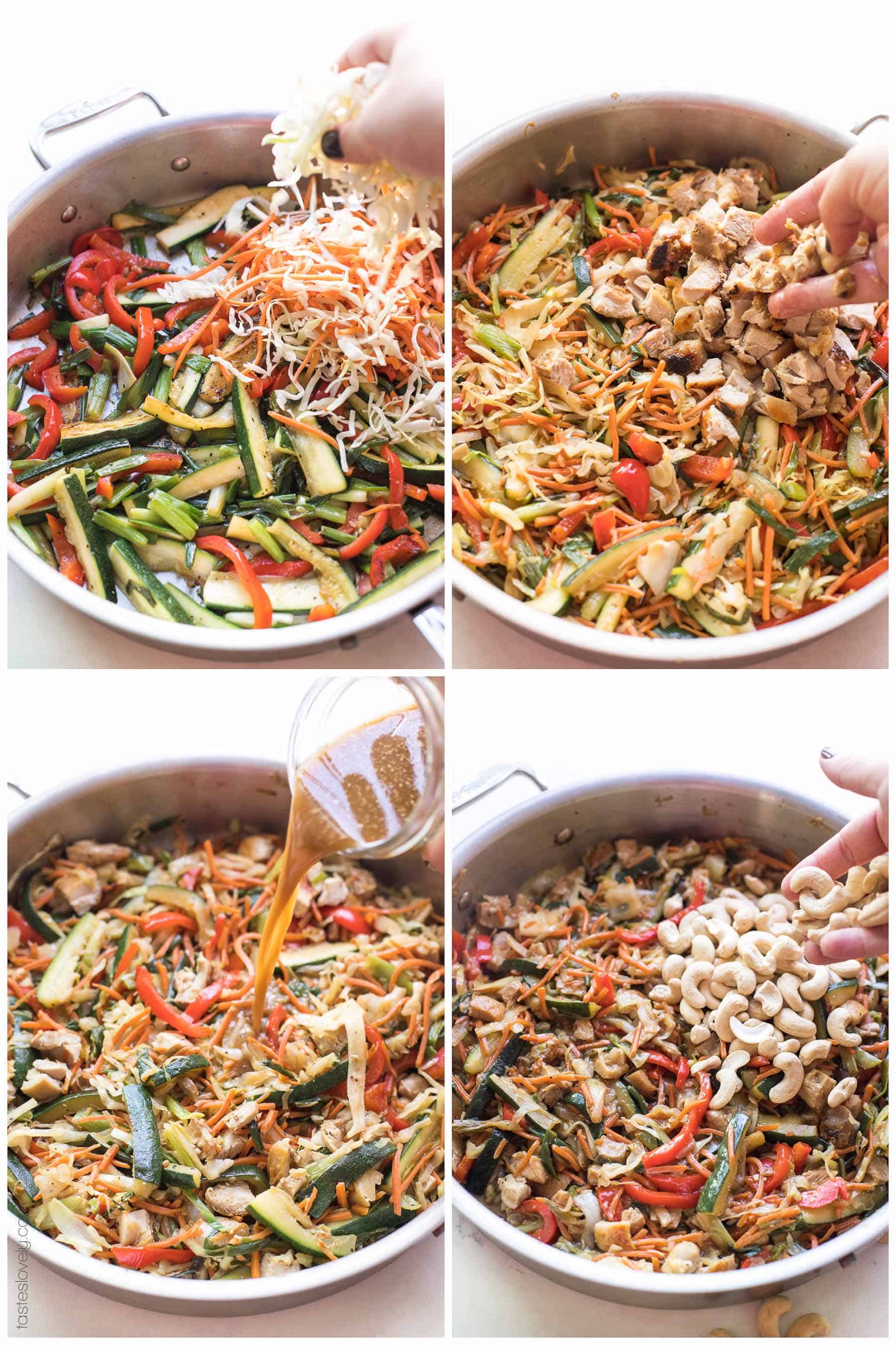 The steps of making chicken stir fry