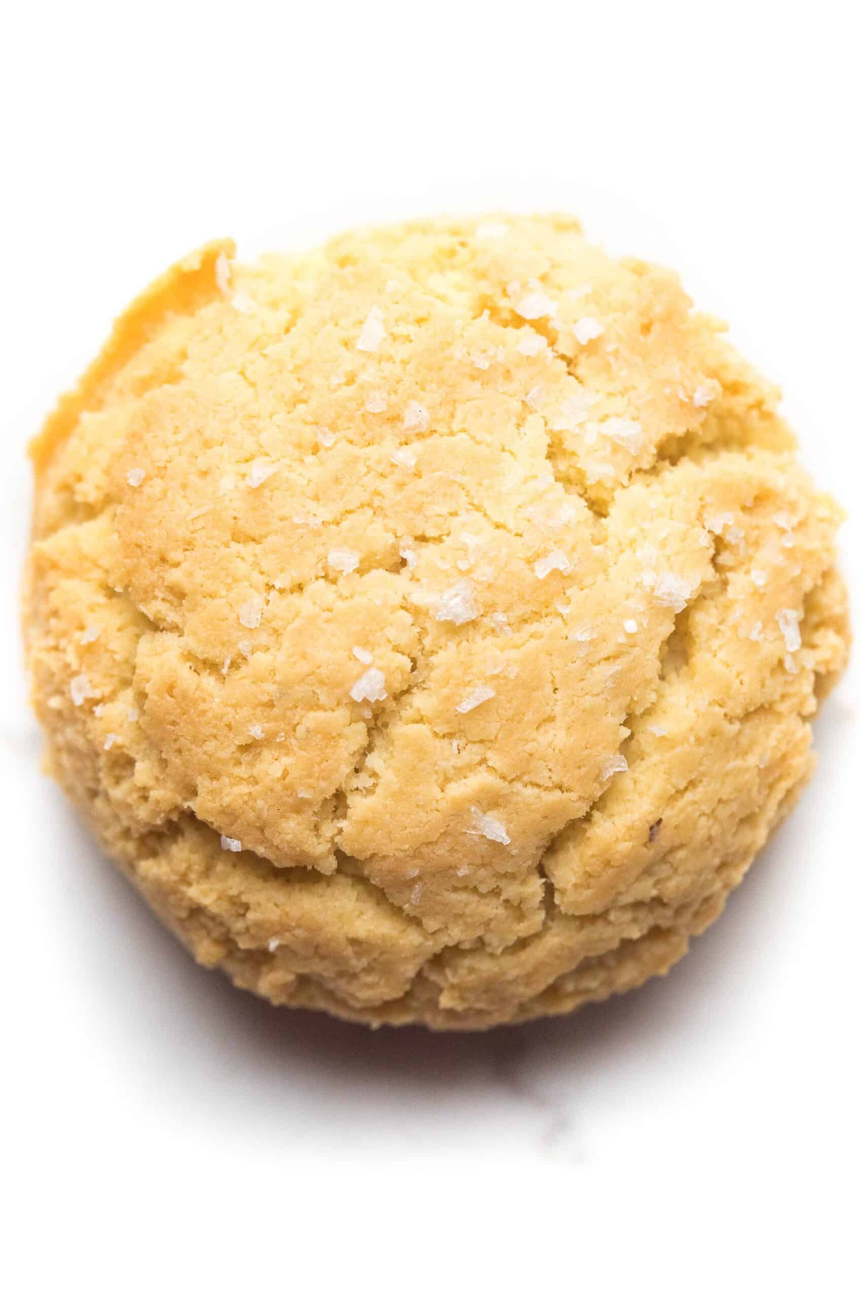 almond flour keto biscuit on a white background