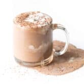 featured image of low carb hot cocoa in a clear mug