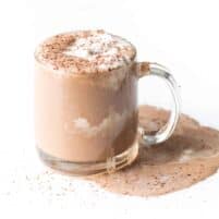 featured image of low carb hot cocoa in a clear mug