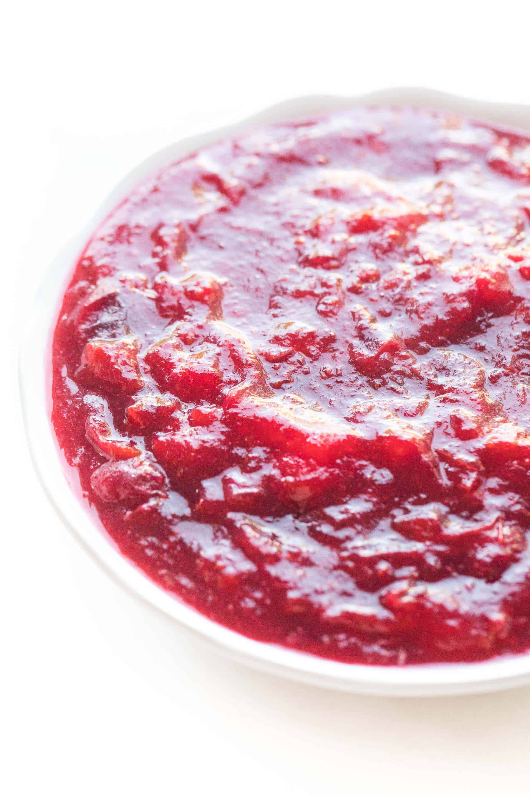 keto cranberry sauce in a white bowl