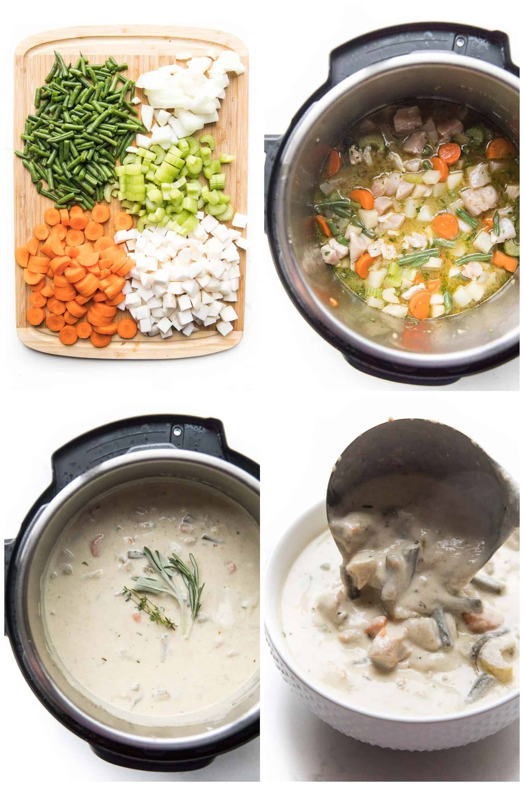 steps to make creamy chicken chowder in the instant pot