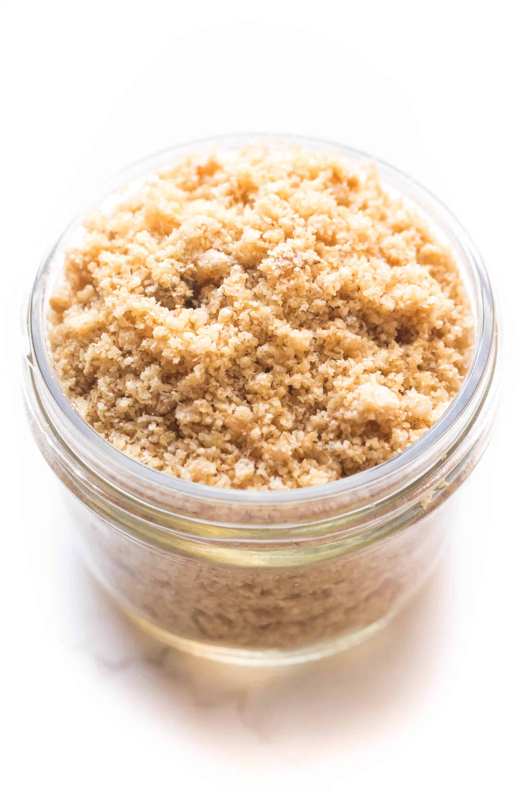 pork rind panko in a mason jar