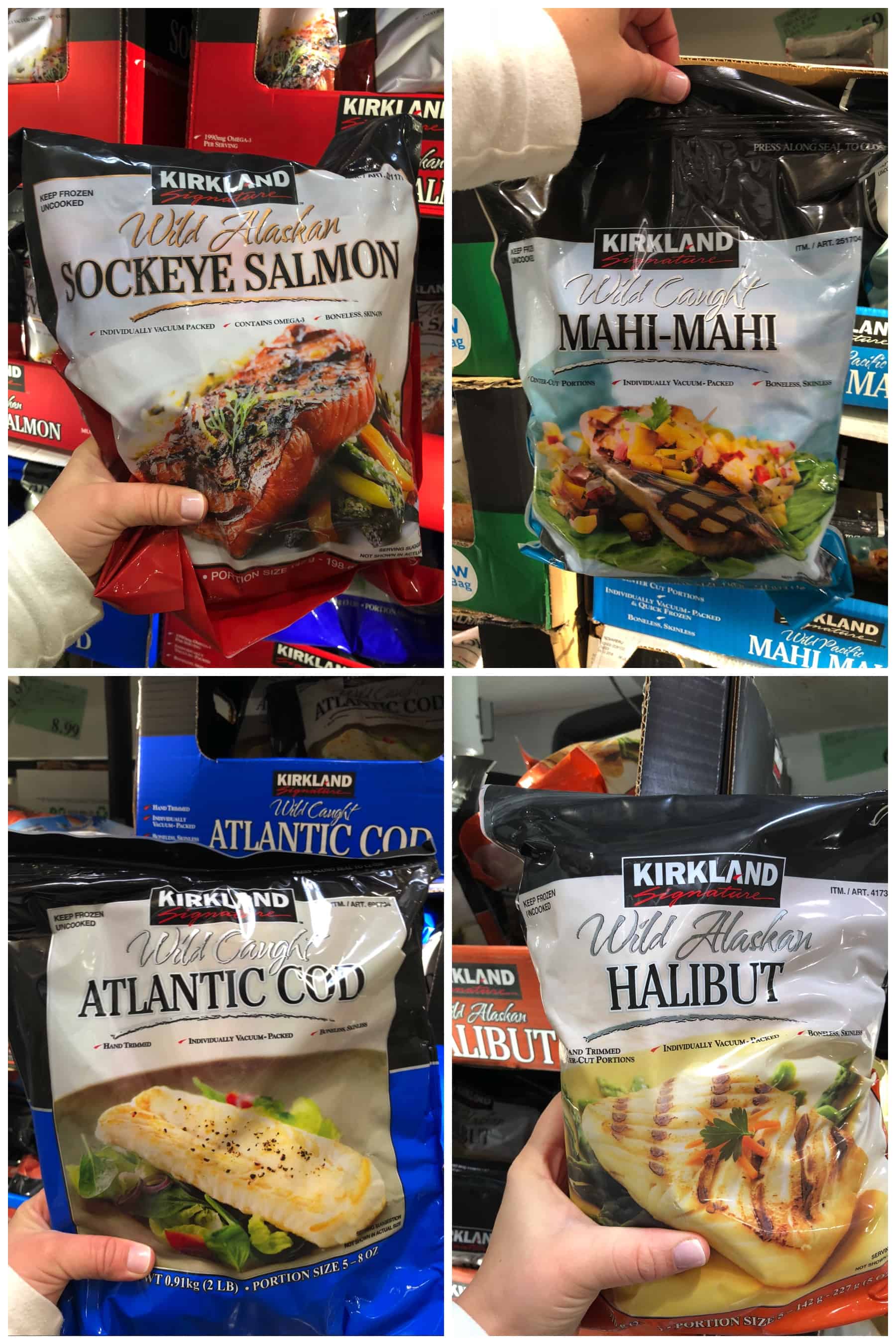 Wild-Caught seafood found in the frozen section at Costco
