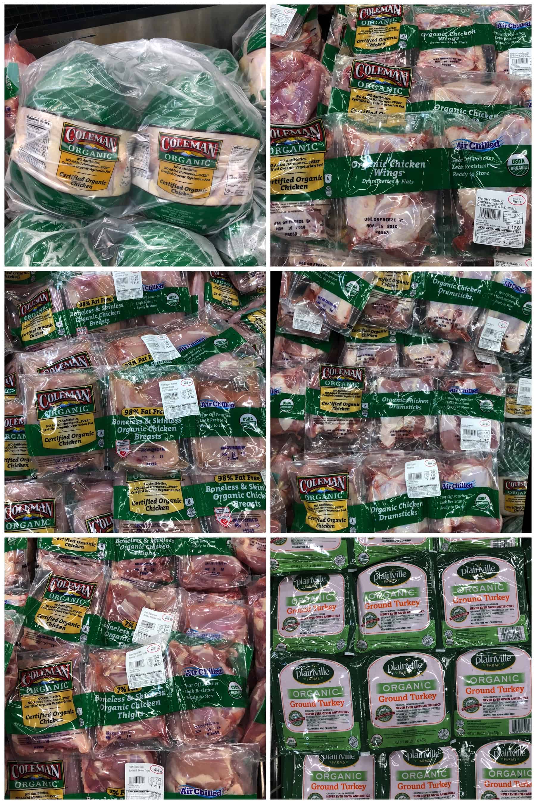 photos of Organic meat for Whole30 shopping list at Costco 