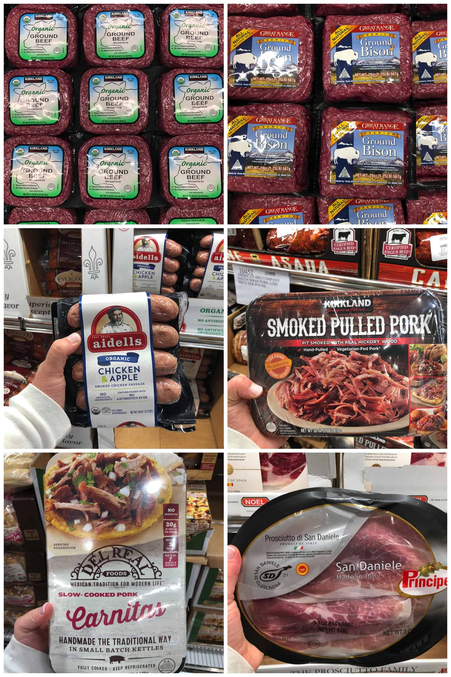 organic ready made and raw meats for shopping list for Whole30 at Costco