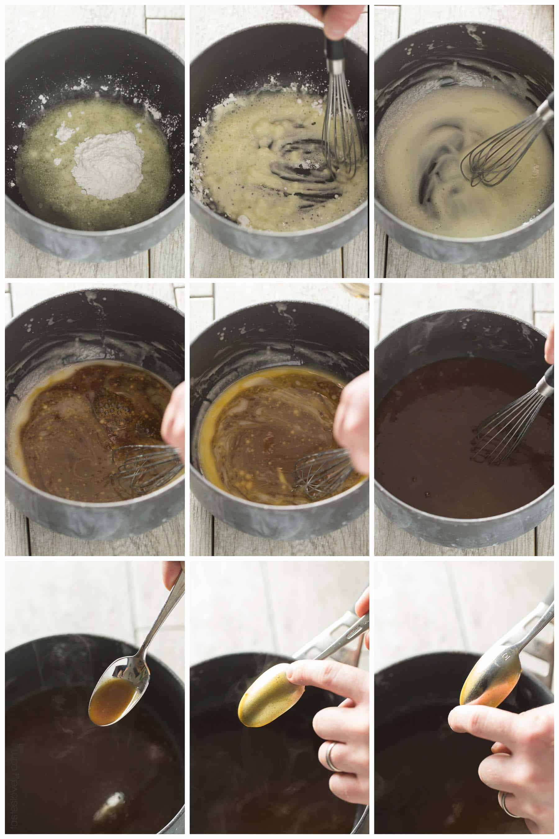 nine quadrants showing how to make gravy