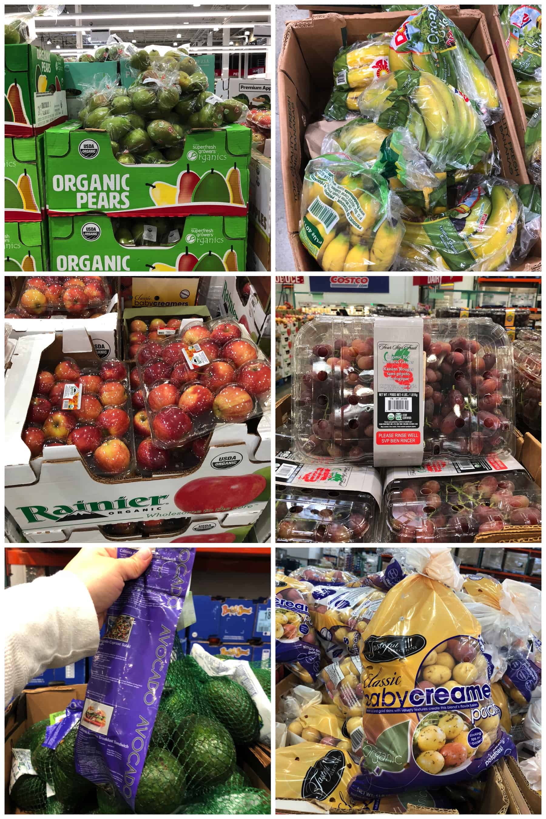 photos of organic produce at Costco