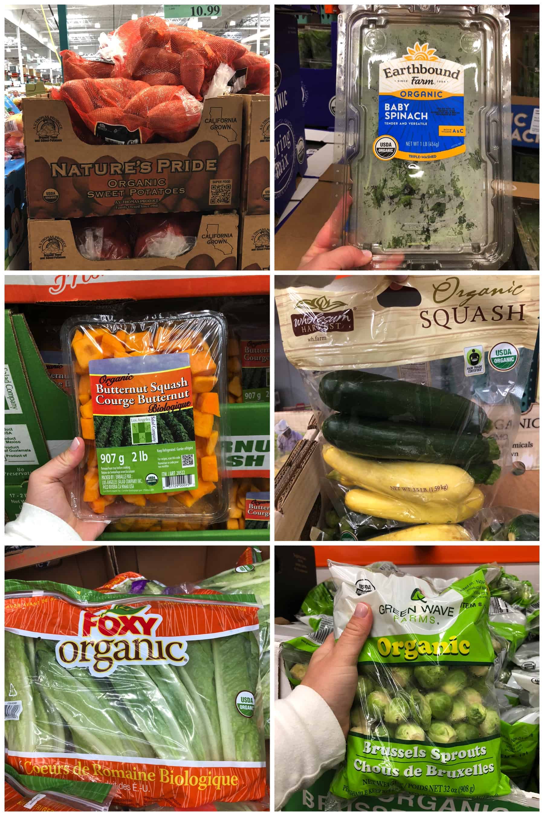 photos of Whole30 compliant organic produce found at Costco